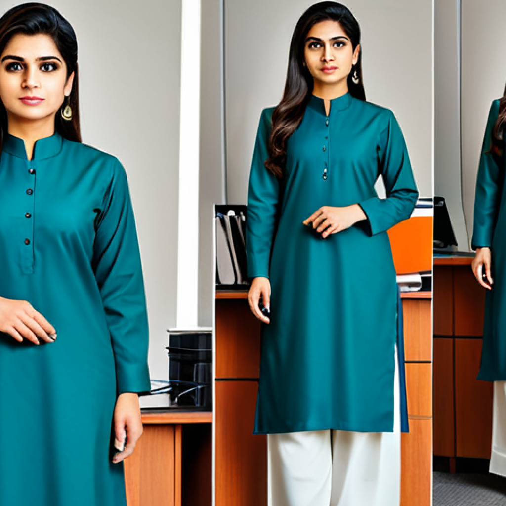 캄보디아 시하누크빌 해변 - **

A professional businesswoman in a modest, tailored shalwar kameez (traditional Pakistani/Indian ...