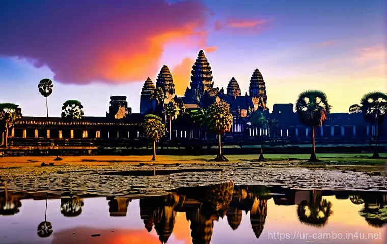 앙코르 와트 입장권 팁 - **Prompt:** "A serene and contemplative scene of a solo traveler (gender-neutral, dressed in modest,...