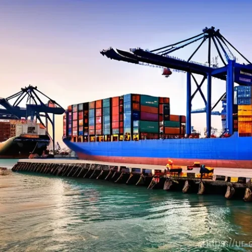 Home 28 캄보디아 원조와 경제 협력 - **Prompt:** A vibrant and bustling modern port in Cambodia at sunset, showcasing the dynamic economi...