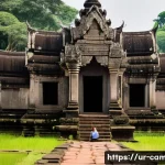 캄보디아 여행 예산 짜기 - **Prompt 1: Serene Exploration of Angkor Wat in the Green Season.**
    "A female traveler, respectf...